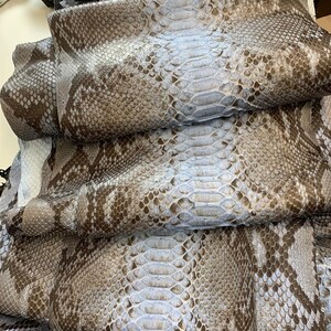 Real Unbleached Natural Gray Reticulated Python Hide | Glossy Belly Snake Skin | Whole Leather for Exotic Handcrafting