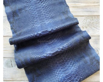 Real Unbleached Navy Reticulated Python Hide | Matte Belly Snake Skin | Whole Leather for Exotic Handcrafting