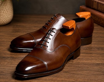 Men's Brown Leather Oxford footwears, Classic Formal Shoes, Wedding Shoes for Men, Office Footwear