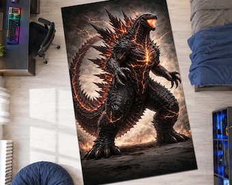 Tapete Godzilla, Tapete com Raios Elétricos, Decoração de Monstro de Fantasia Sombria