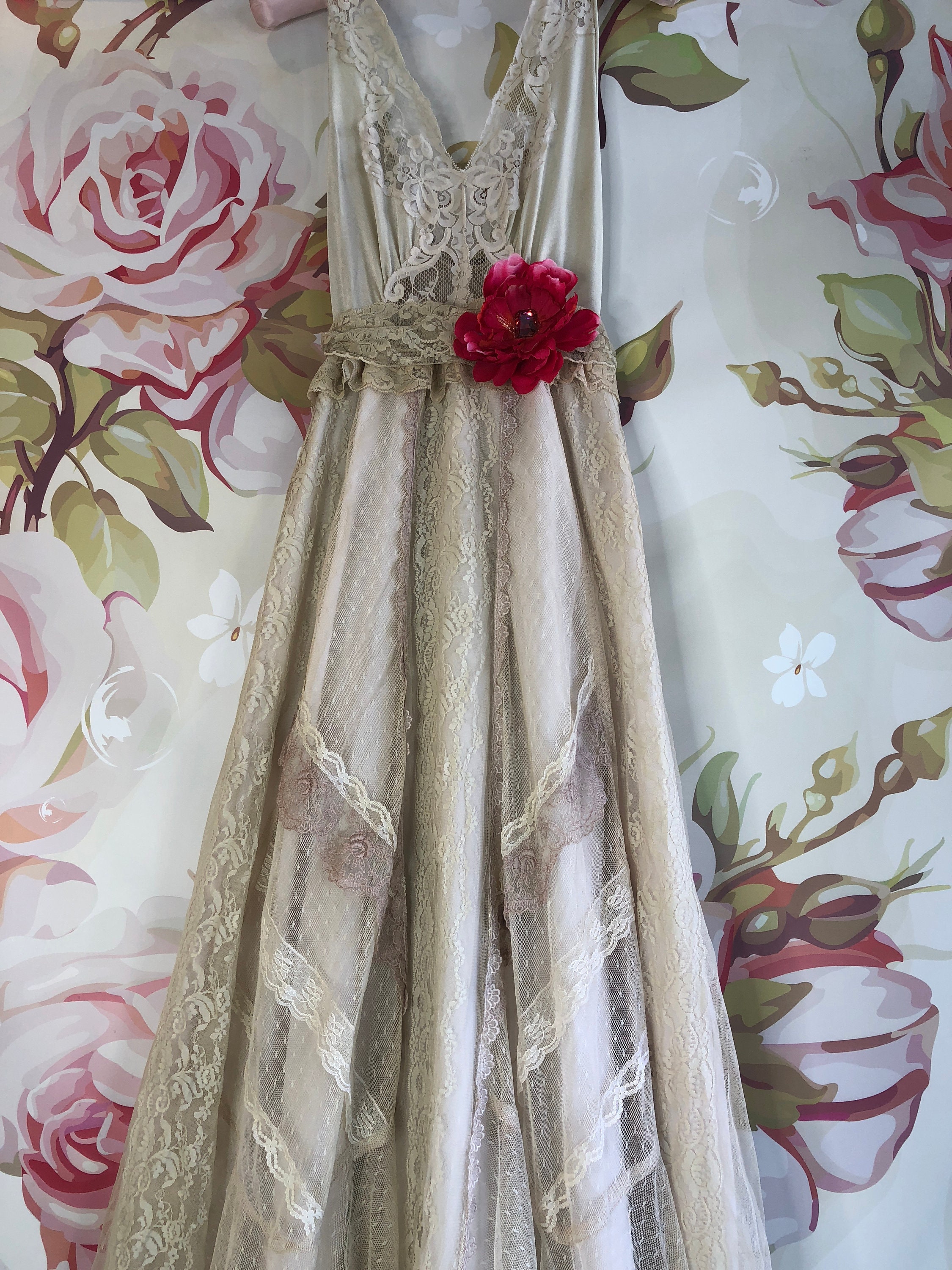 cream boho wedding dress