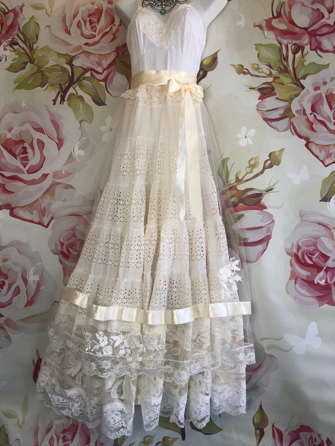 Ivory & White Boho Princess Wedding Dress by Mermaid Miss - Etsy