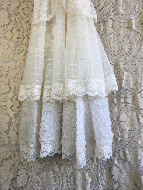 ivory & soft white lace and ruffled organdy boho wedding dress | Etsy