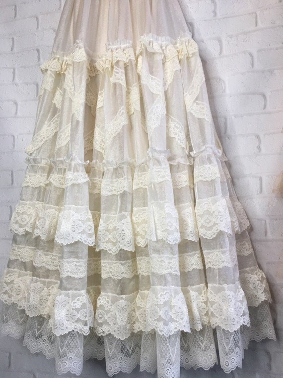Eggshell & ivory crystal organza lace boho wedding dress by | Etsy