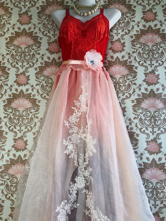 Red Orange Lavender Dip Dye Appliqu Boho Bride Dress by Mermaid Miss K -  Etsy