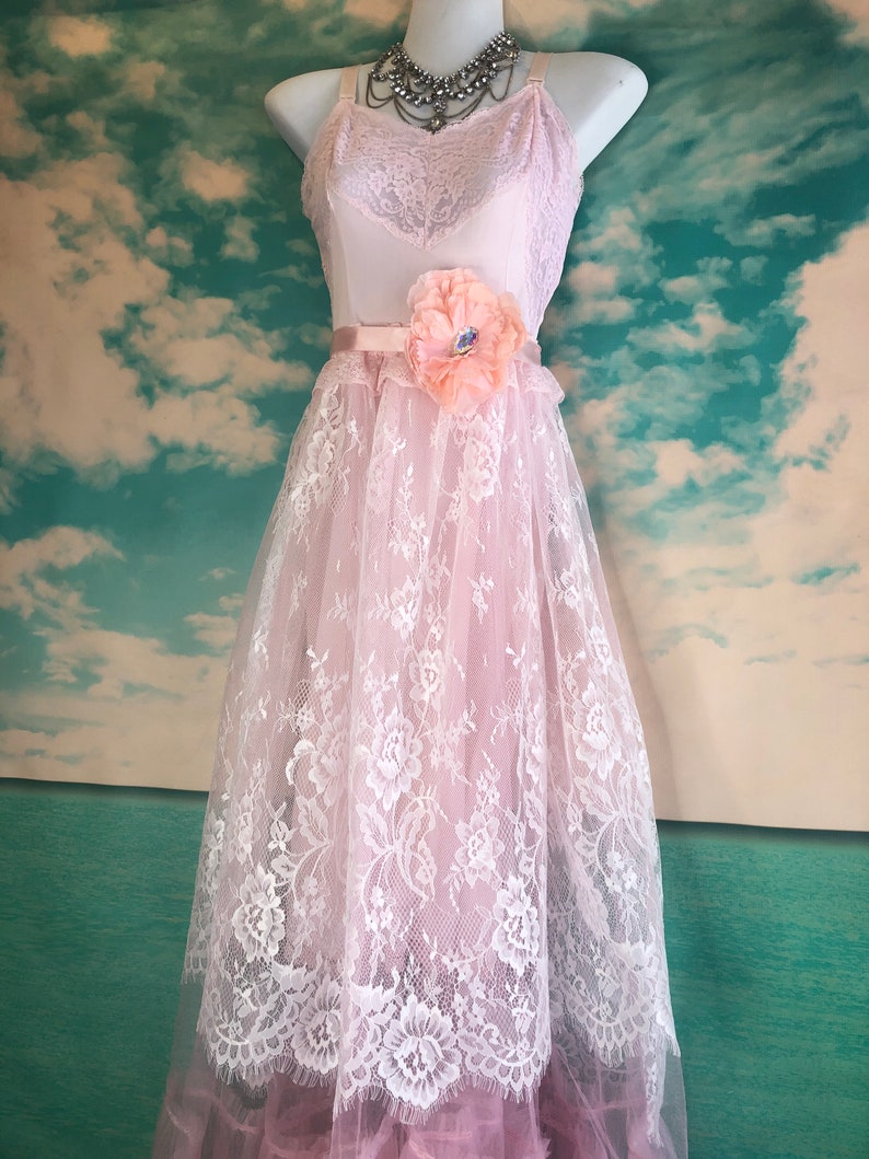 Pink Accordion Pleat Tulle & Eyelash Lace Boho Wedding Dress Etsy