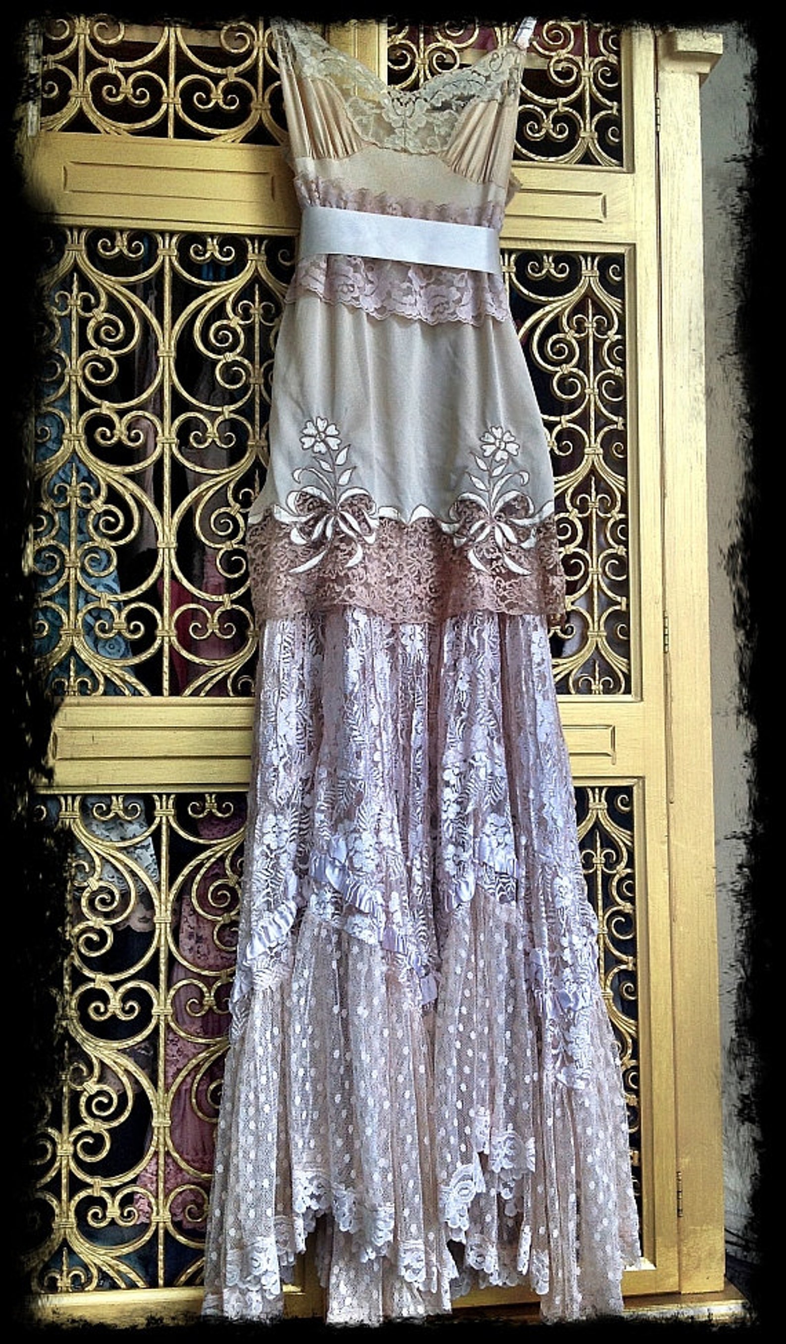 Ecru ivory & cream lace boho maxi wedding party dress Mermaid Etsy