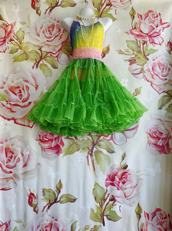 Buy Sequin Yellow Pink Green Blue Babydoll Party Dress by Mermaid Miss K  Online in India - Etsy