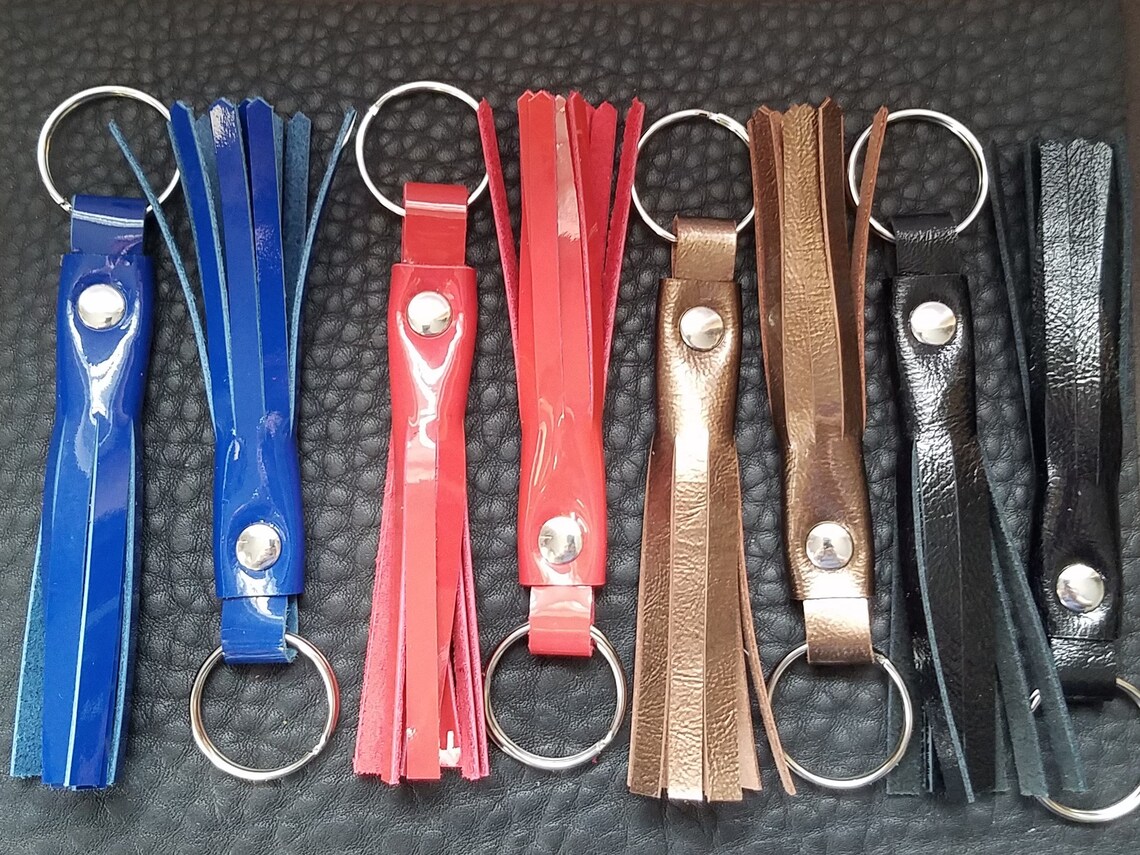 Patent Leather Tassel Keychain Purse Charm Leather Zipper Etsy