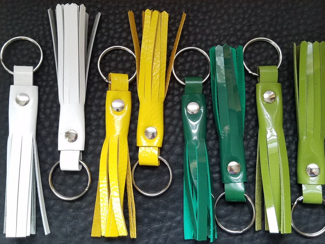Patent Leather Tassel Keychain Purse Charm Leather Zipper Etsy