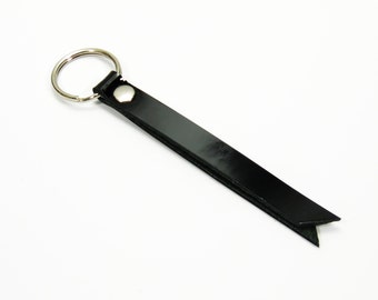 Patent Leather Key Fob, Leather Keyring, Leather Keychain, Leather Key Holder - 3" Key chain wrist strap in Black Patent Leather