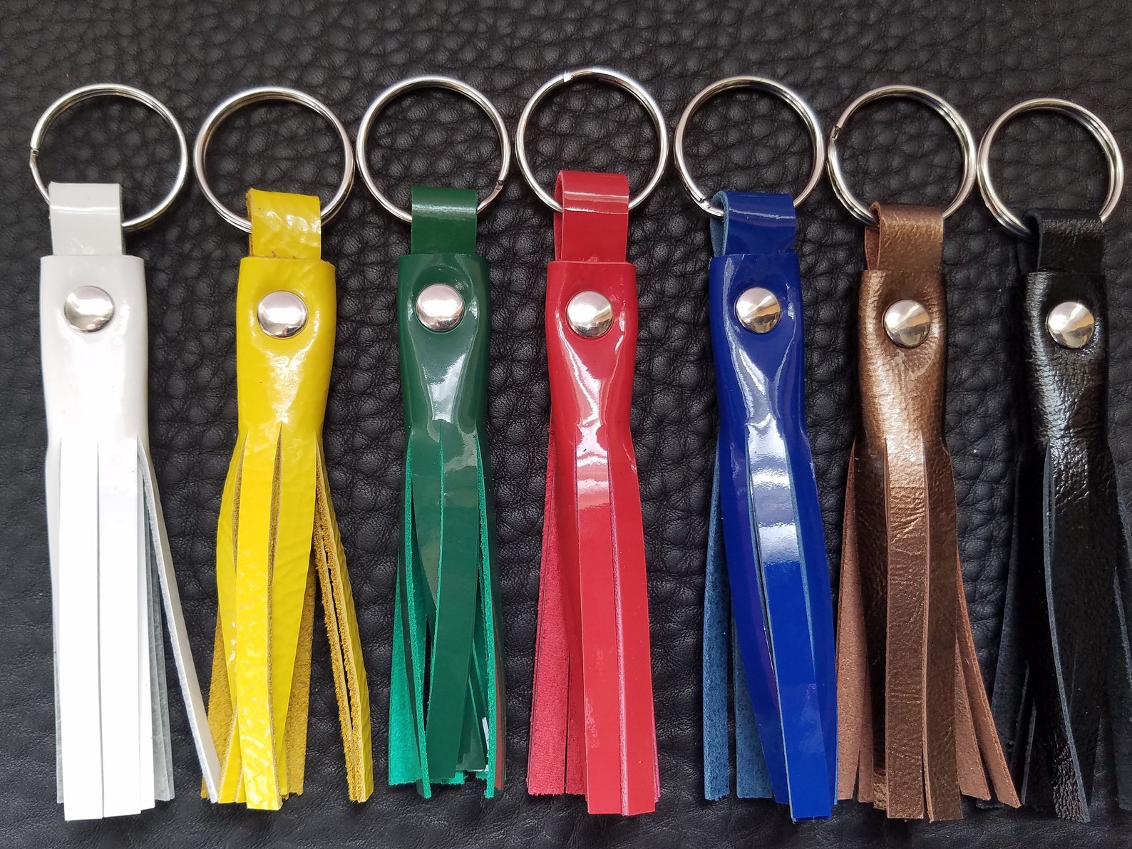 Patent Leather Tassel Keychain Purse Charm Leather Zipper Etsy