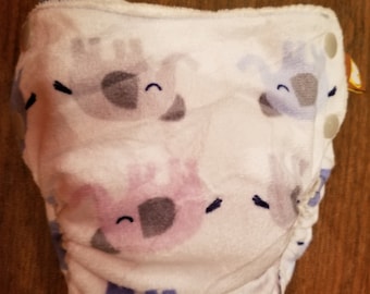 Elephants Minky Small Fitted Diapers