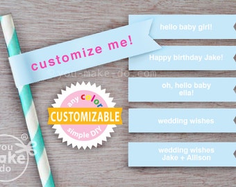 light blue baby shower boy light blue paper straws custom straw flags straw toppers light blue straws custom baby shower straw flags wedding