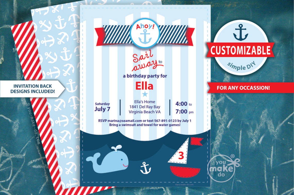 Nautical Invitation Nautical Party Nautical Party Invitation - Etsy