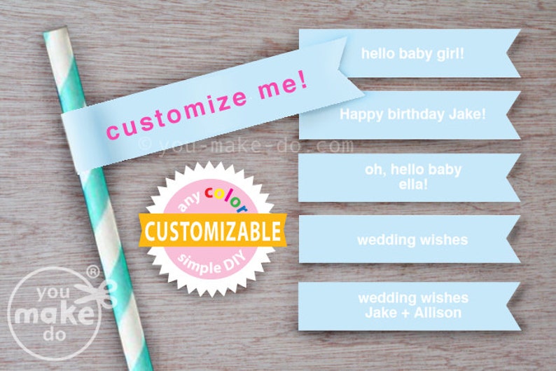 light blue baby shower boy light blue paper straws custom straw flags straw toppers light blue straws custom baby shower straw flags wedding