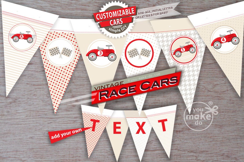 Vintage Race Car Banner Race Car Birthday Race Car Baby Etsy