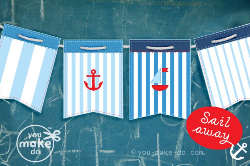 Nautical Party Nautical Banner Party Printables Nautical - Etsy