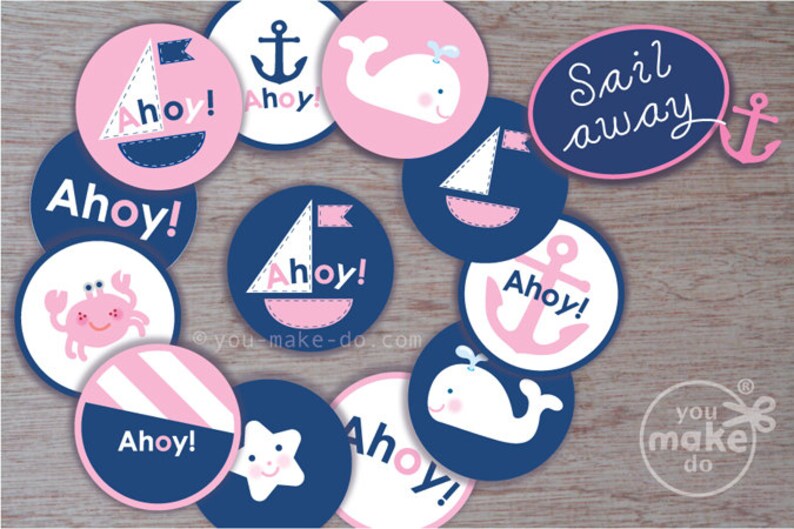 INSTANT DOWNLOAD Nautical Party Circles Nautical Baby Shower - Etsy