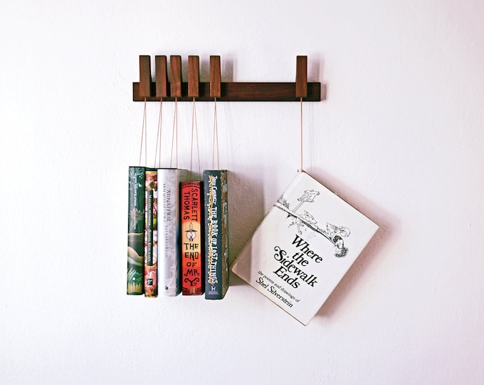 Custom Made Wooden Book Rack in Walnut. Pins Also Work as Bookmarks ...