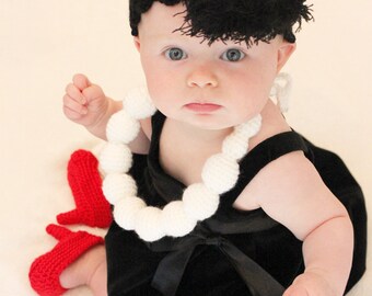 English Instant Download PATTERN Fancy Nancy Set Baby Photo Props Pearls Necklace Headband Red Heels