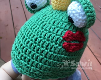 PATTERN Instant Download Frog Prince Hat Newborn to Toddler Sizes baby Crochet Beanie Costume Photo Prop