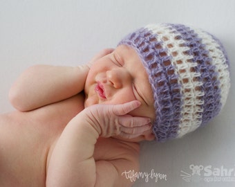 MODELLO inglese Download istantaneo Cappello peloso a righe di base Regalo per doccia per neonato Berretto all'uncinetto Foto Prop