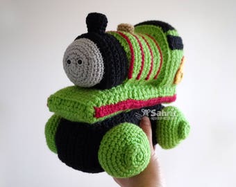 Direct downloaden PATROON Hoe haak je groene Choo Choo trein Amigurumi knuffel speelgoed