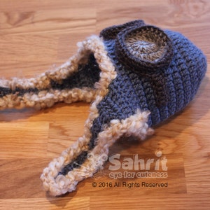 PATTERN Instant Download Pilot Hat Newborn baby Shower Gift Crochet Beanie Photo Prop image 3