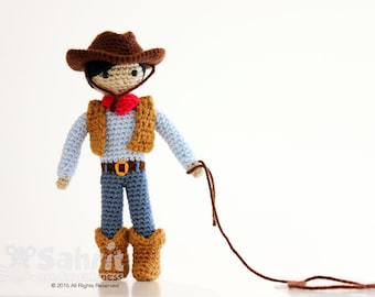 Download istantaneo Modello INGLESE Cory il Cowboy Amigurumi Crochet Doll