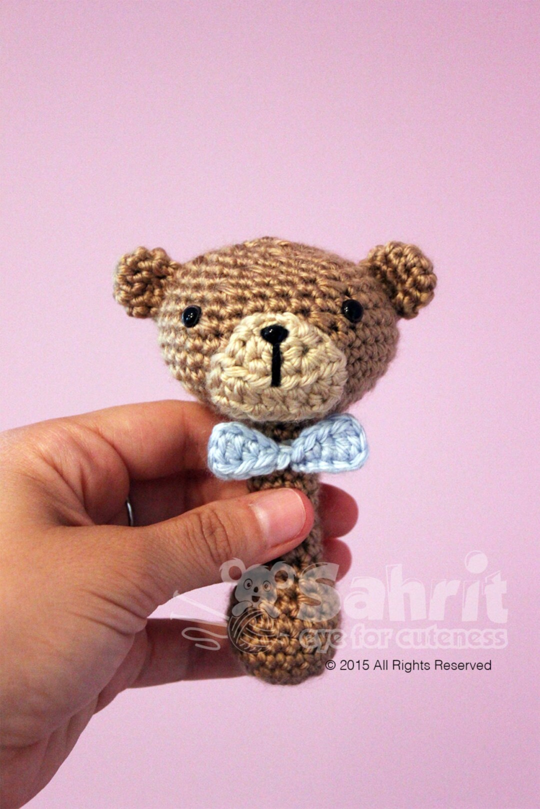 PATTERN Instant Download Bow Tie Teddy Baby Crochet Rattle Toy Bear - Etsy