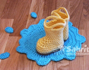 PATTERN Instant Download Rain Booties  and Puddle Crochet Baby Boots