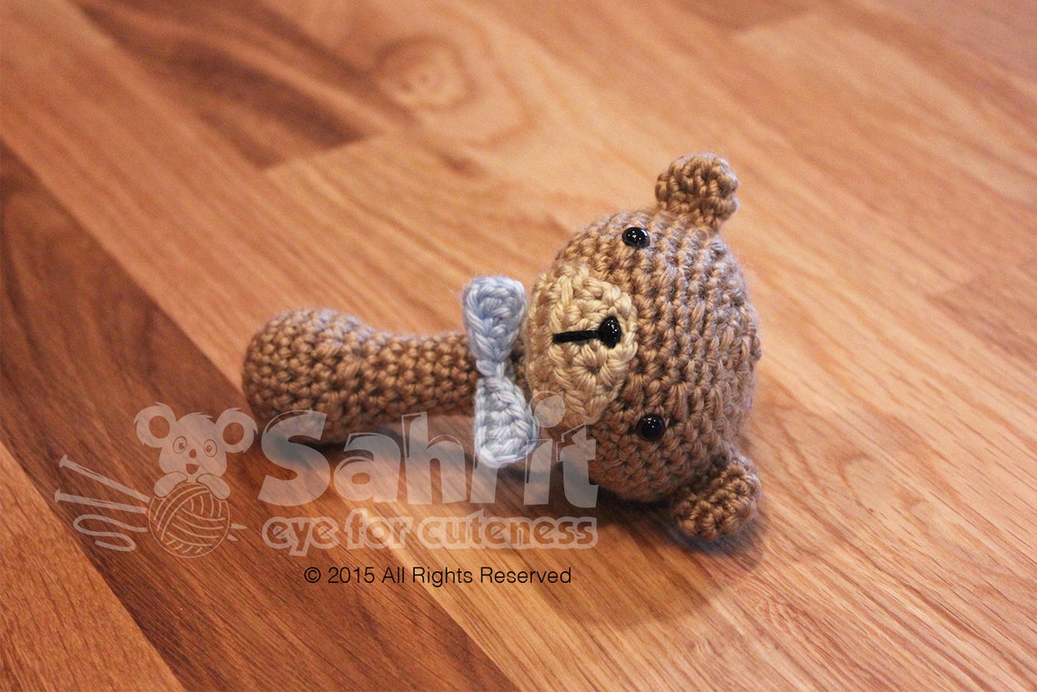 PATTERN Instant Download Bow Tie Teddy Baby Crochet Rattle Toy Bear - Etsy
