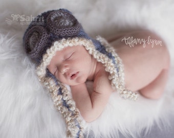 PATTERN Instant Download Pilot Hat Newborn baby Shower Gift Crochet Beanie Photo Prop