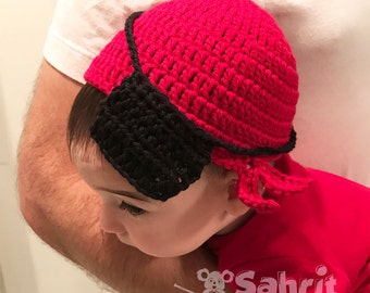 PATTERN Instant Download Pirate Hat Newborn to Toddler Sizes baby Crochet Beanie Costume Photo Prop