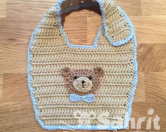 PATTERN Instant Download Crochet Bear Bib Teddy Baby One Size