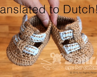 Vertaald naar het NEDERLANDS!!! PATROON Instant Download Babyschoen Sandalen Gehaakte laarsjes