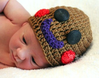 PATTERN Instant Download Gingerbread Man Hat and Mittens Newborn to Toddler Crochet Christmas Photo Prop Baby Shower Gift Holiday
