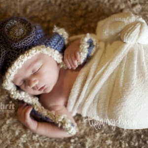 PATTERN Instant Download Pilot Hat Newborn baby Shower Gift Crochet Beanie Photo Prop image 2