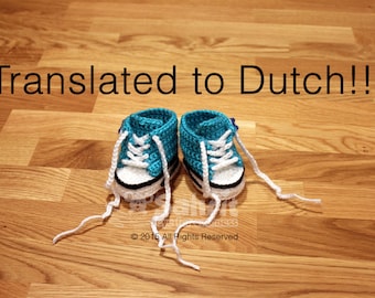 Translated to DUTCH!!! PATTERN Instant Download Baby Converse Crochet Shoes Slippers Booties