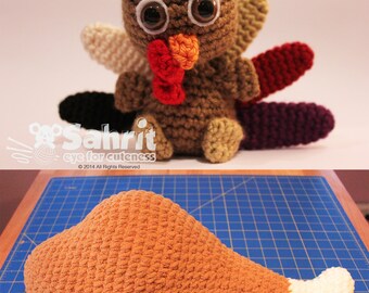 BUY ONE get one FREE Instant Download English Pattern Turkey Drumstick and Tompkin Thanksgiving