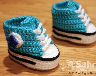 PATTERN Instant Download Baby Converse Crochet Shoes Slippers Booties birth announcement