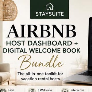 Airbnb Host Dashboard & Digital Welcome Book Bundle, Vacation Rental Guest Guide HTML, Short Term Rental Host Planner
