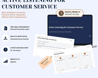 Schulungspräsentation: Aktives Zuhören im Kundenservice | Interaktives Entscheidungslabor (Digitaler Download)