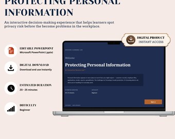 PowerPoint-Präsentation zum Thema Datenschutz | Schutz personenbezogener Daten | Interaktive Folien | Bearbeitbare PPTX-Datei (Digitaler Download)