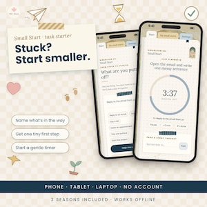 毎日のToDoリストアプリ、小さな第一歩で優しくタスクを始められる機能と、先延ばしを防ぐ集中タイマー