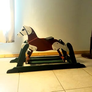 Vintage rocking horse, glider horse, wood horse, wooden horse, nursery decor 001WE