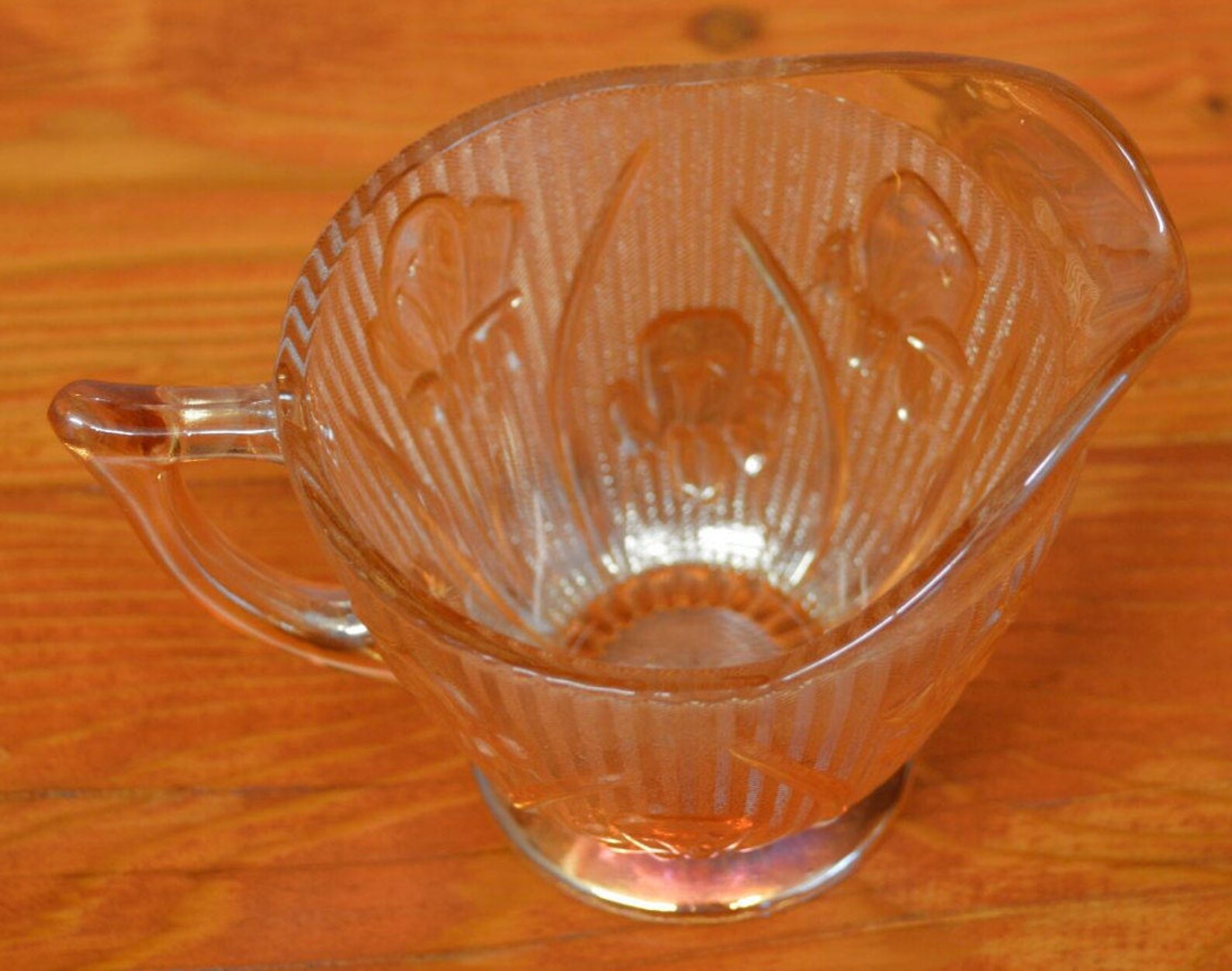 Vintage Iris and Herringbone Creamer Iridescent Marigold