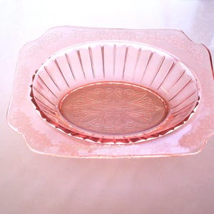 Vintage Jeannette Adam pink depression glass oval vegetable serving bowl image 1