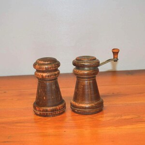Vintage Mr. Dudley wood salt and pepper shakers pepper mill